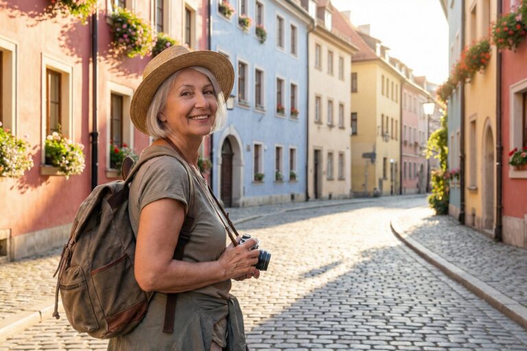 Senior voyageant sereinement - chèques vacances retraités orange